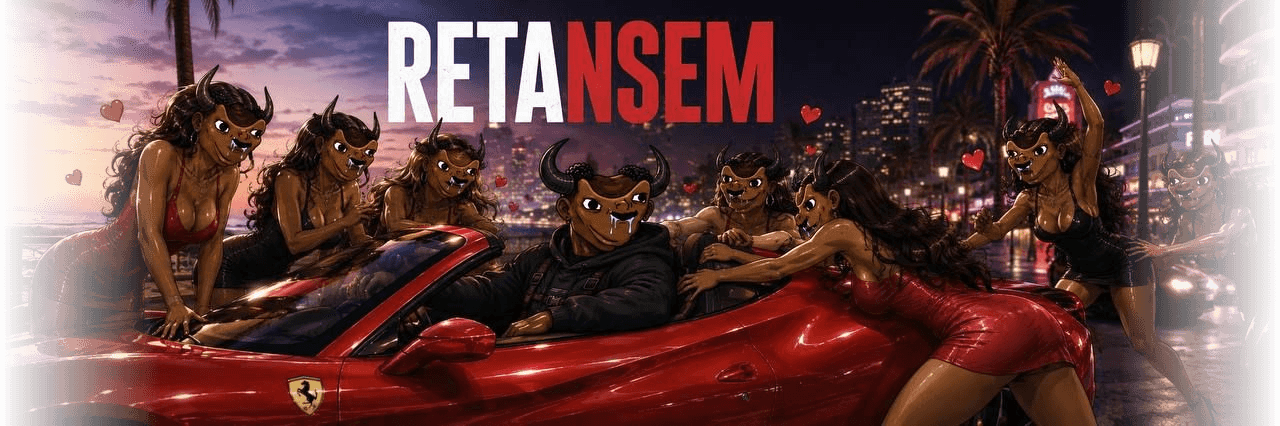 RETANSEM riding to the Ferrari with the harem